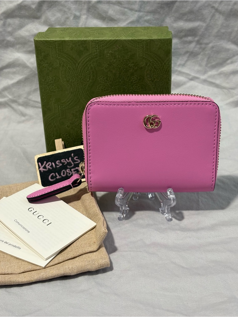 💜💟 GUCCI Marmont Pink Leather Flora Compact Zippy Wallet - Japan Edition